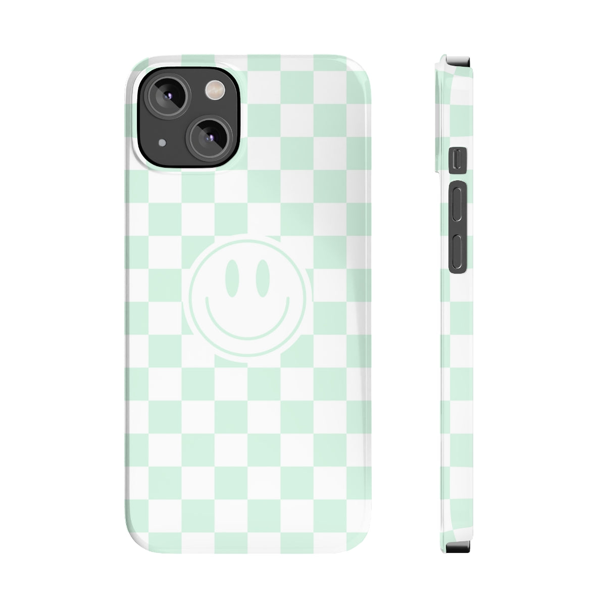 Checkered Board Smiley Happy Face / Slim Phone Cases, Case-Mate / Mint Green