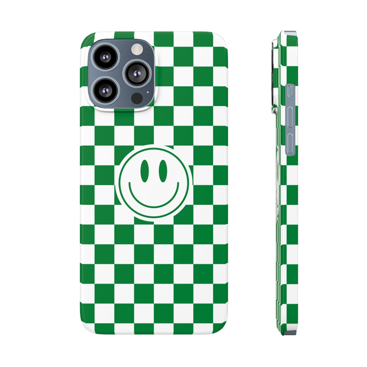 Checkered Board Smiley Happy Face / Slim Phone Cases, Case-Mate / Green