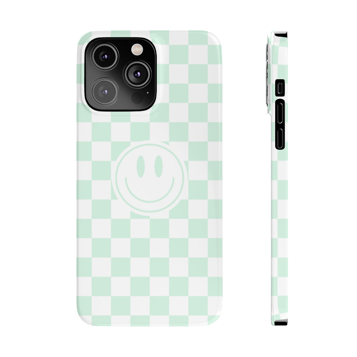 Checkered Board Smiley Happy Face / Slim Phone Cases, Case-Mate / Mint Green