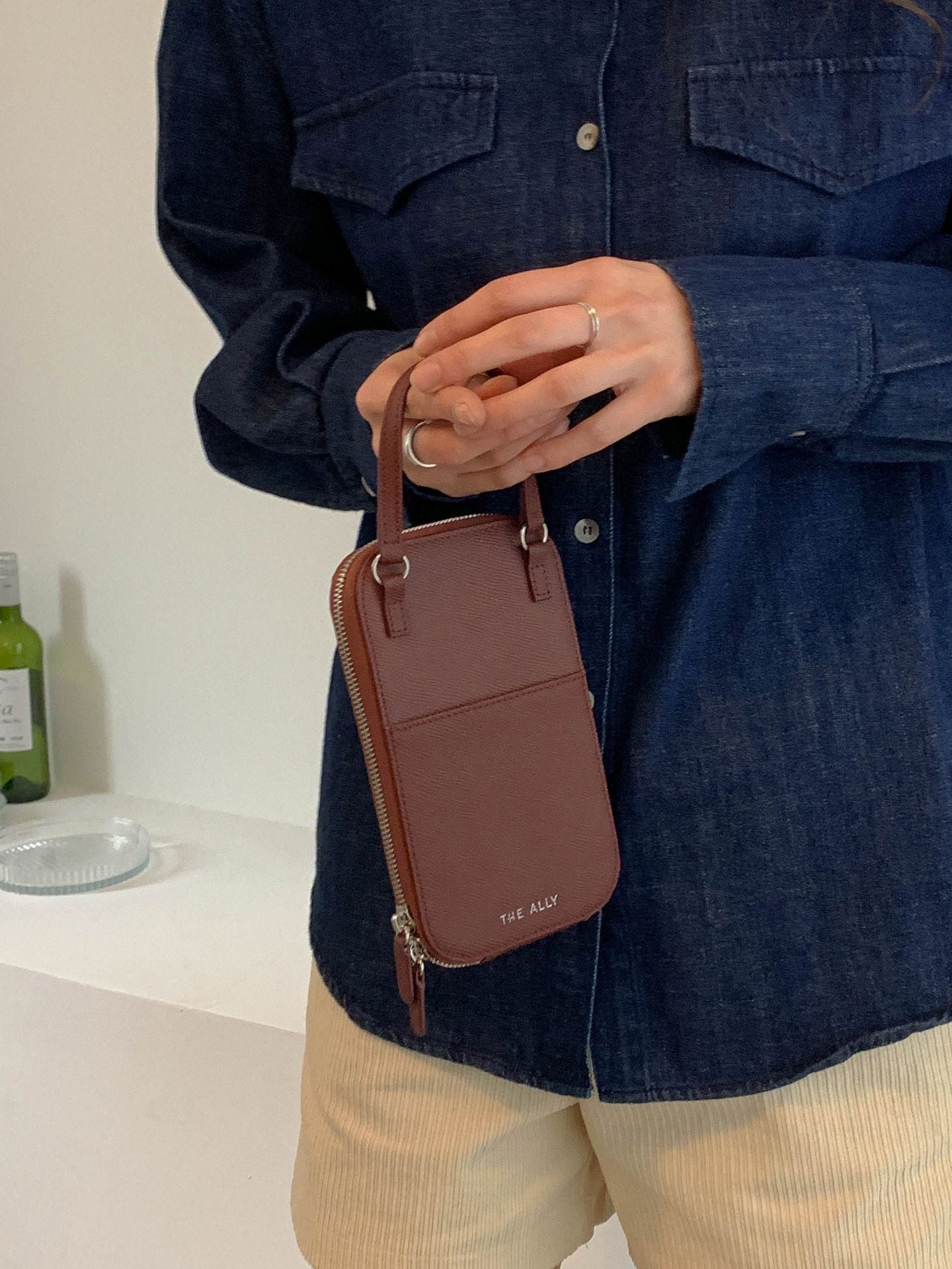 Genuine Leather Cross Cellphone Mini Wallet Bag