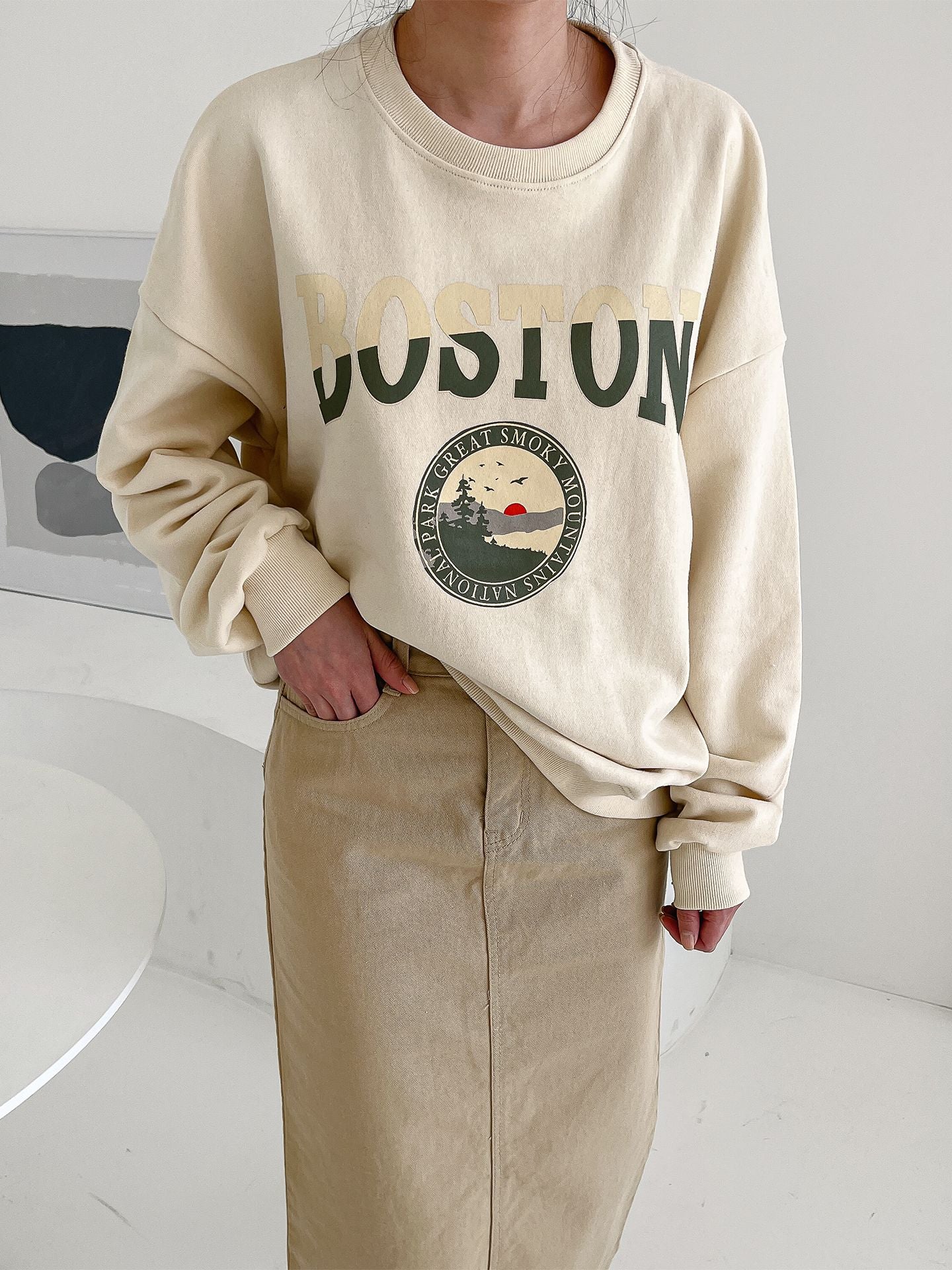Boston Print Comfy Sweatshirts
