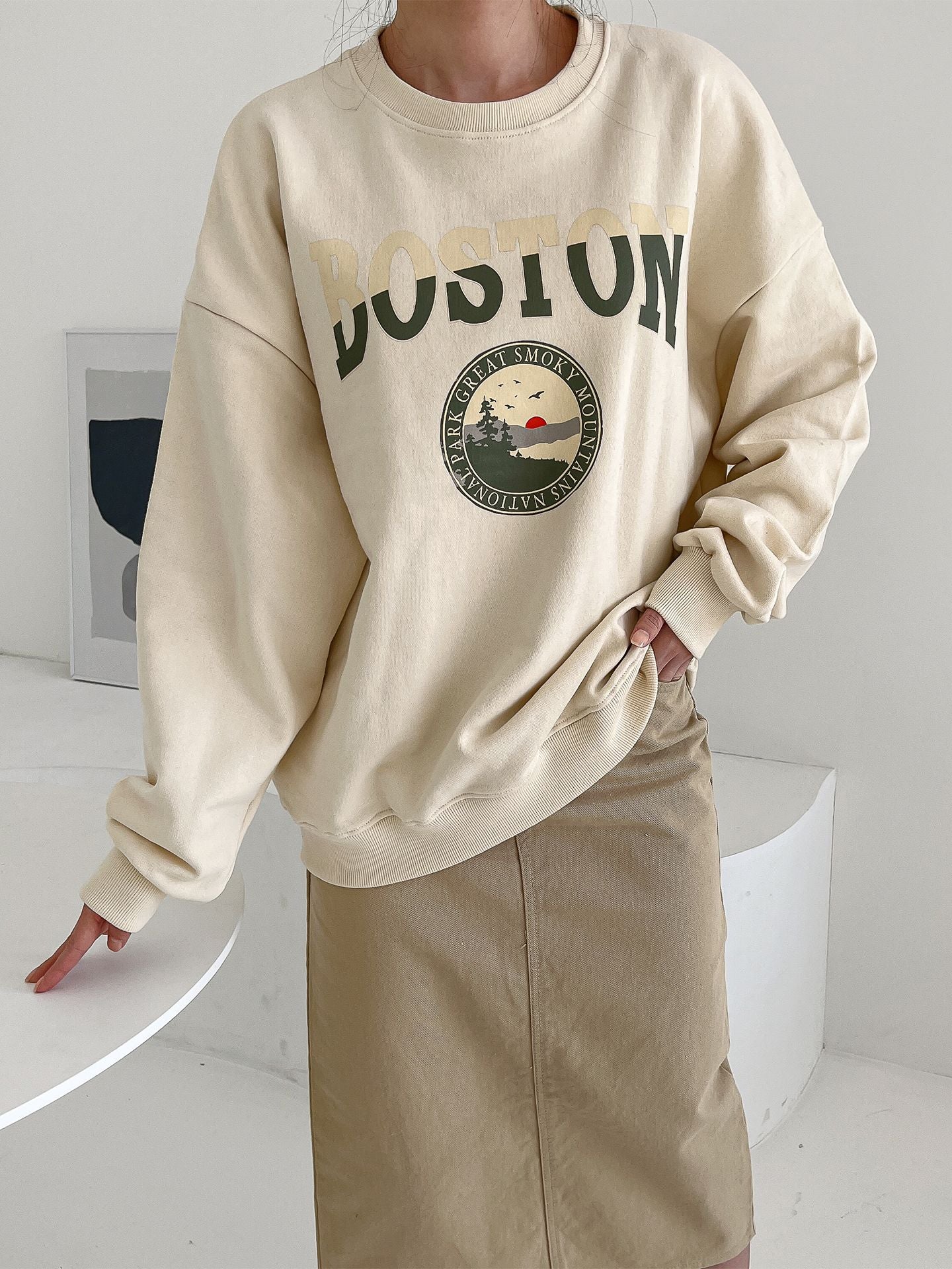Boston Print Comfy Sweatshirts