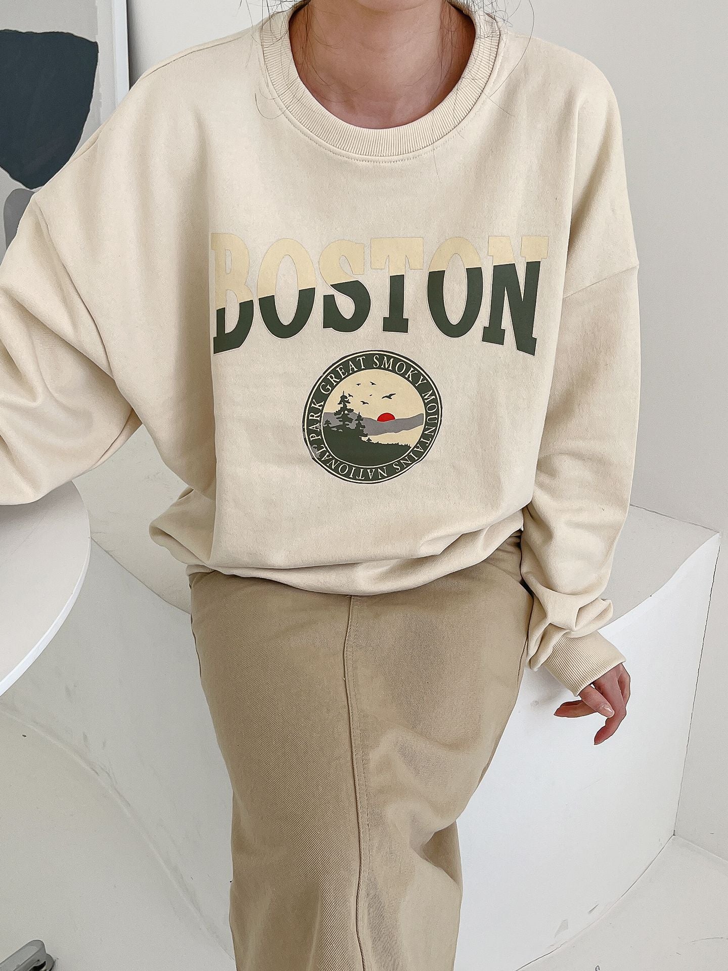 Boston Print Comfy Sweatshirts
