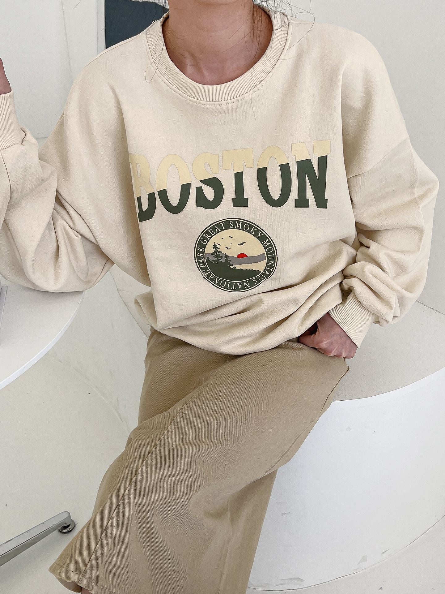 Boston Print Comfy Sweatshirts