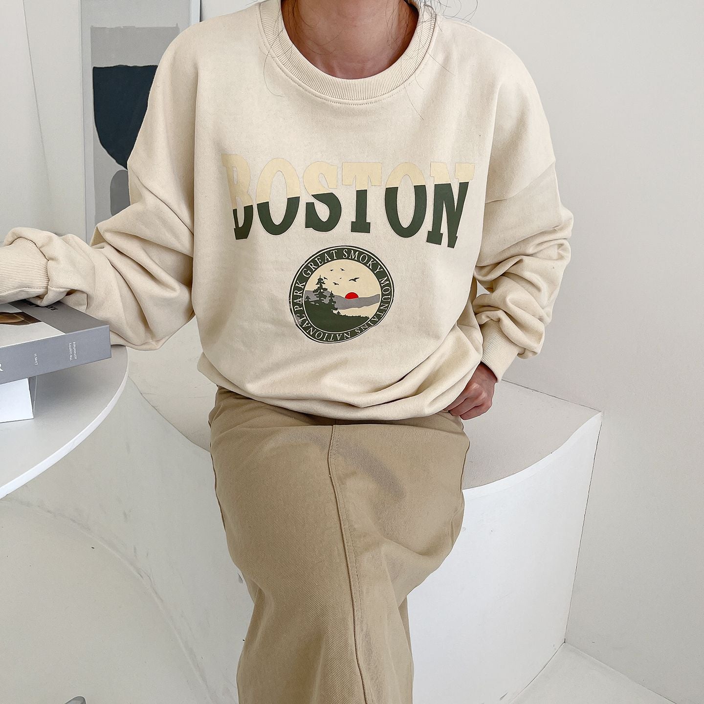 Boston Print Comfy Sweatshirts