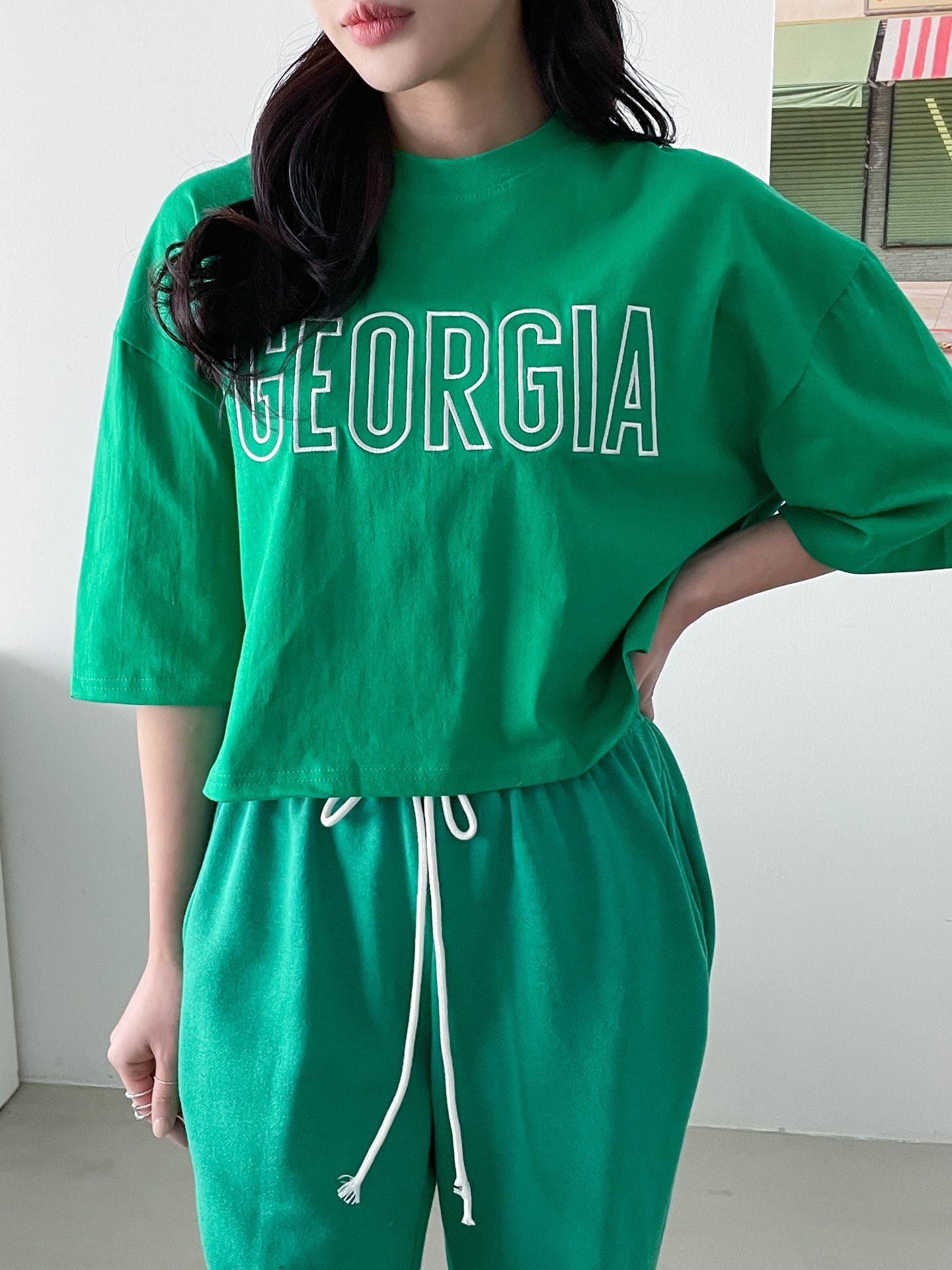 2Set Crop Top T-shirts with Track Pants