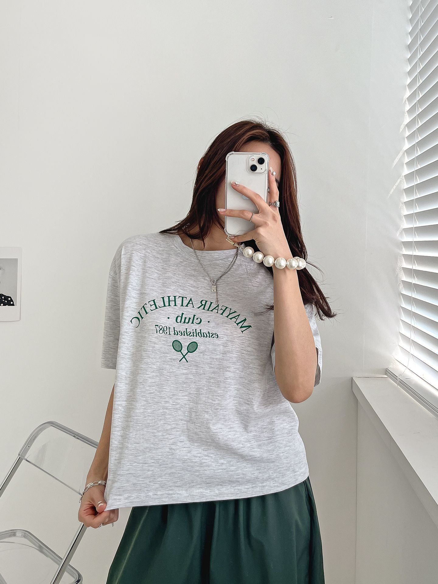 Tennis Club Print T-shirts Short Sleeve