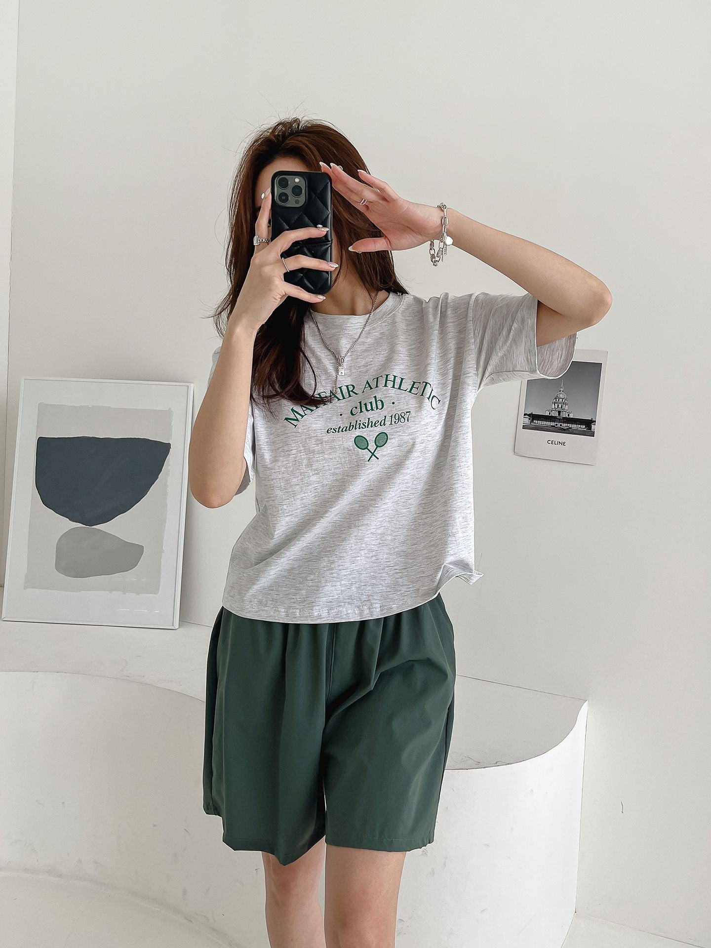 Tennis Club Print T-shirts Short Sleeve
