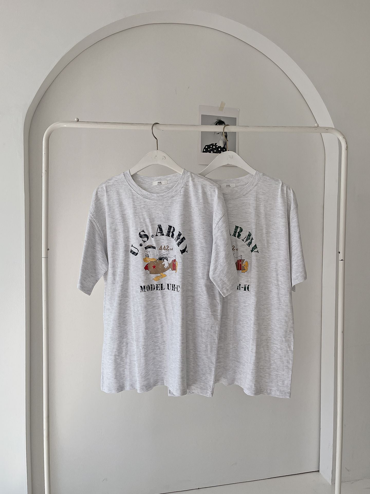 US Army Print Overfit Boxy Cotton T-shirts