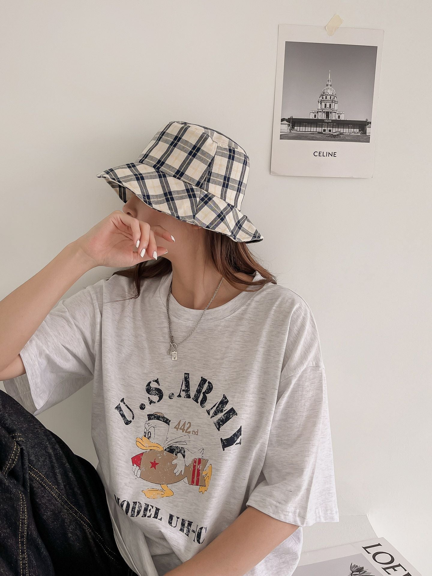 US Army Print Overfit Boxy Cotton T-shirts