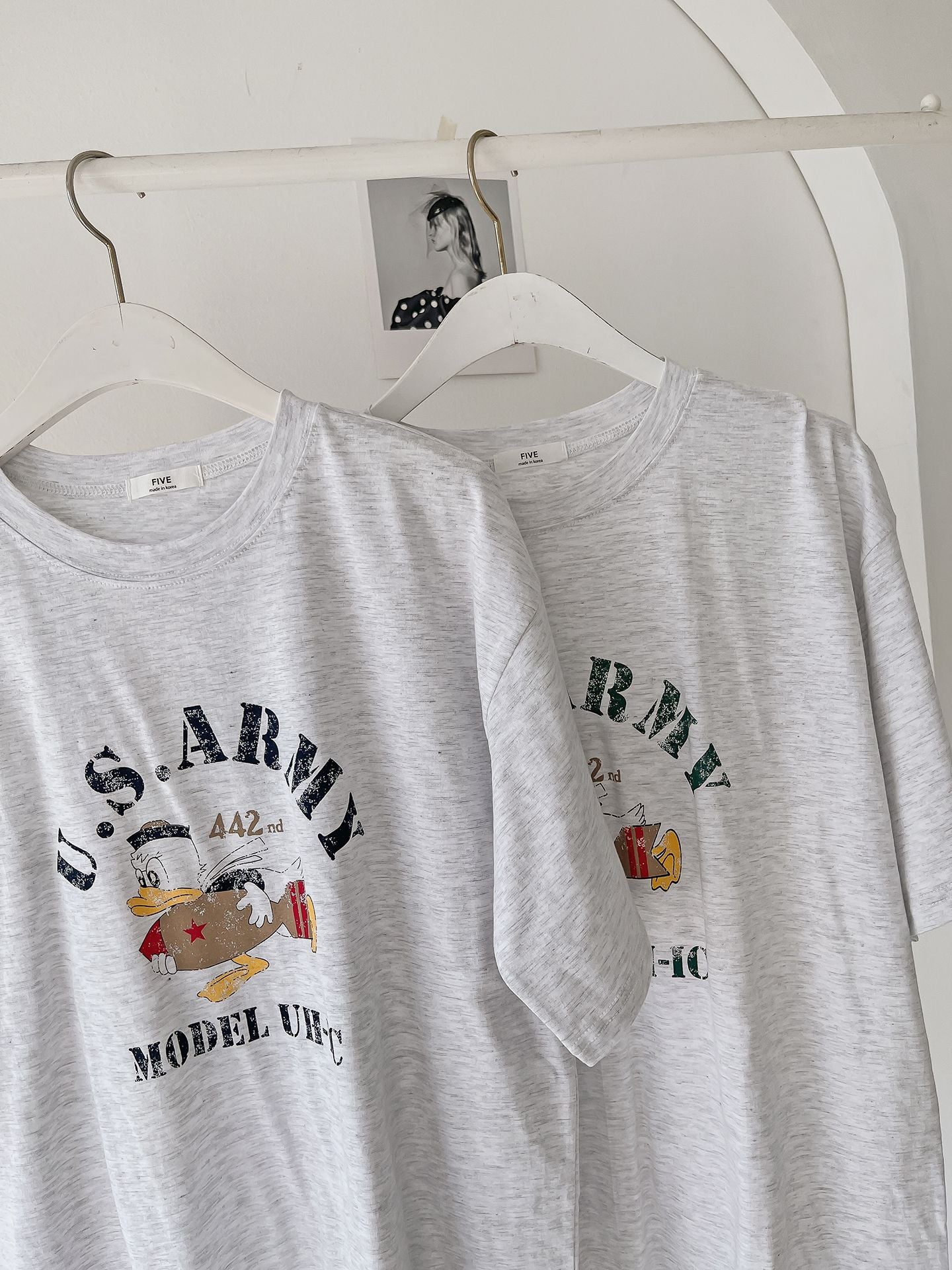 US Army Print Overfit Boxy Cotton T-shirts