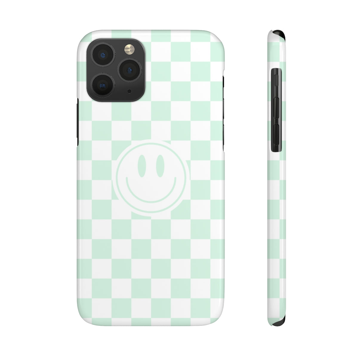 Checkered Board Smiley Happy Face / Slim Phone Cases, Case-Mate / Mint Green