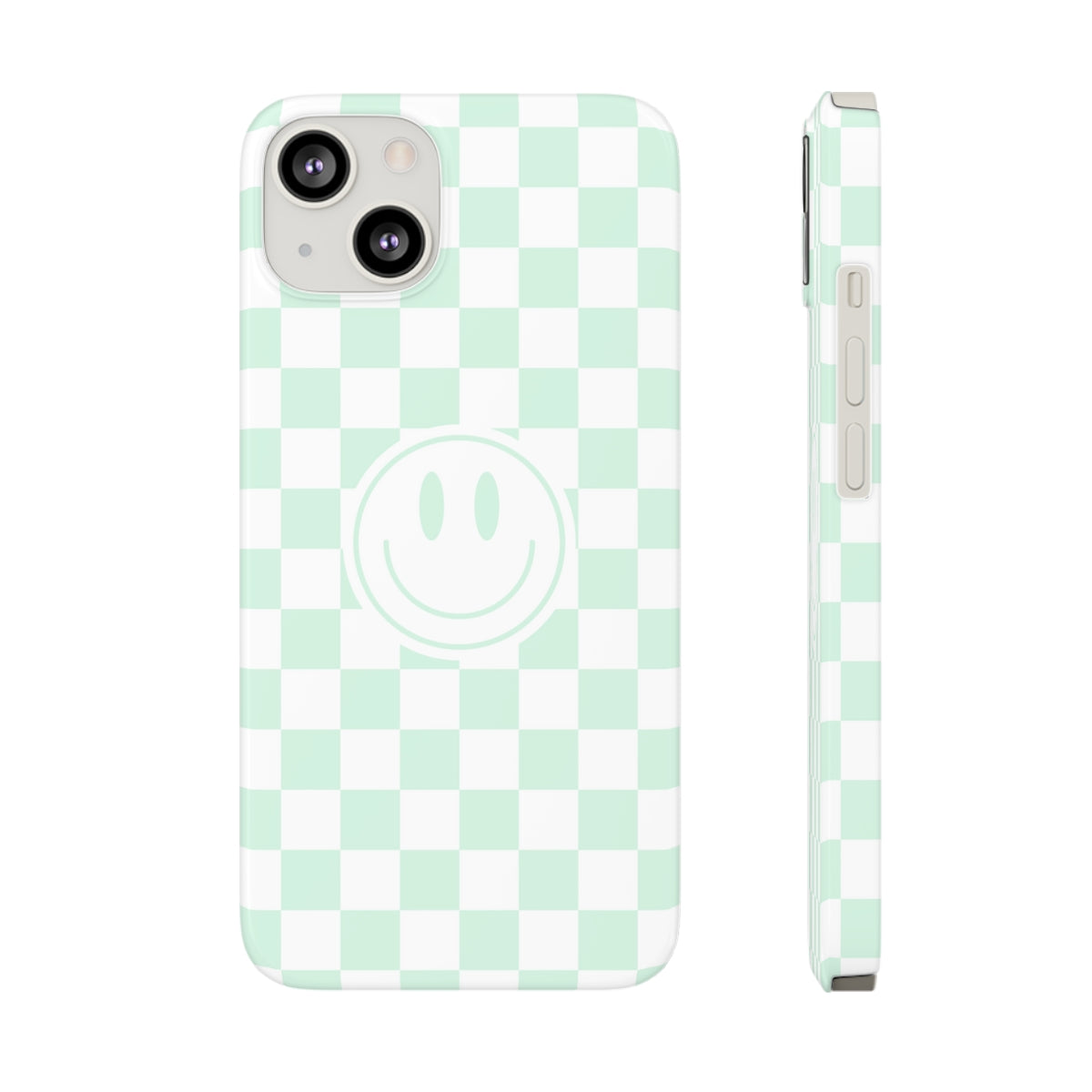 Checkered Board Smiley Happy Face / Slim Phone Cases, Case-Mate / Mint Green
