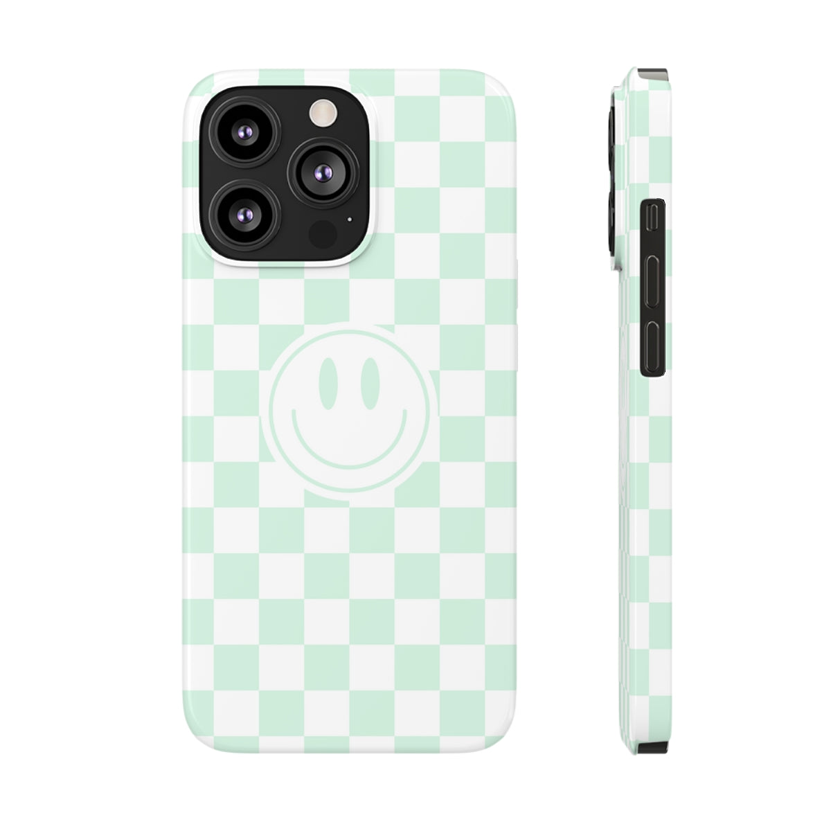 Checkered Board Smiley Happy Face / Slim Phone Cases, Case-Mate / Mint Green