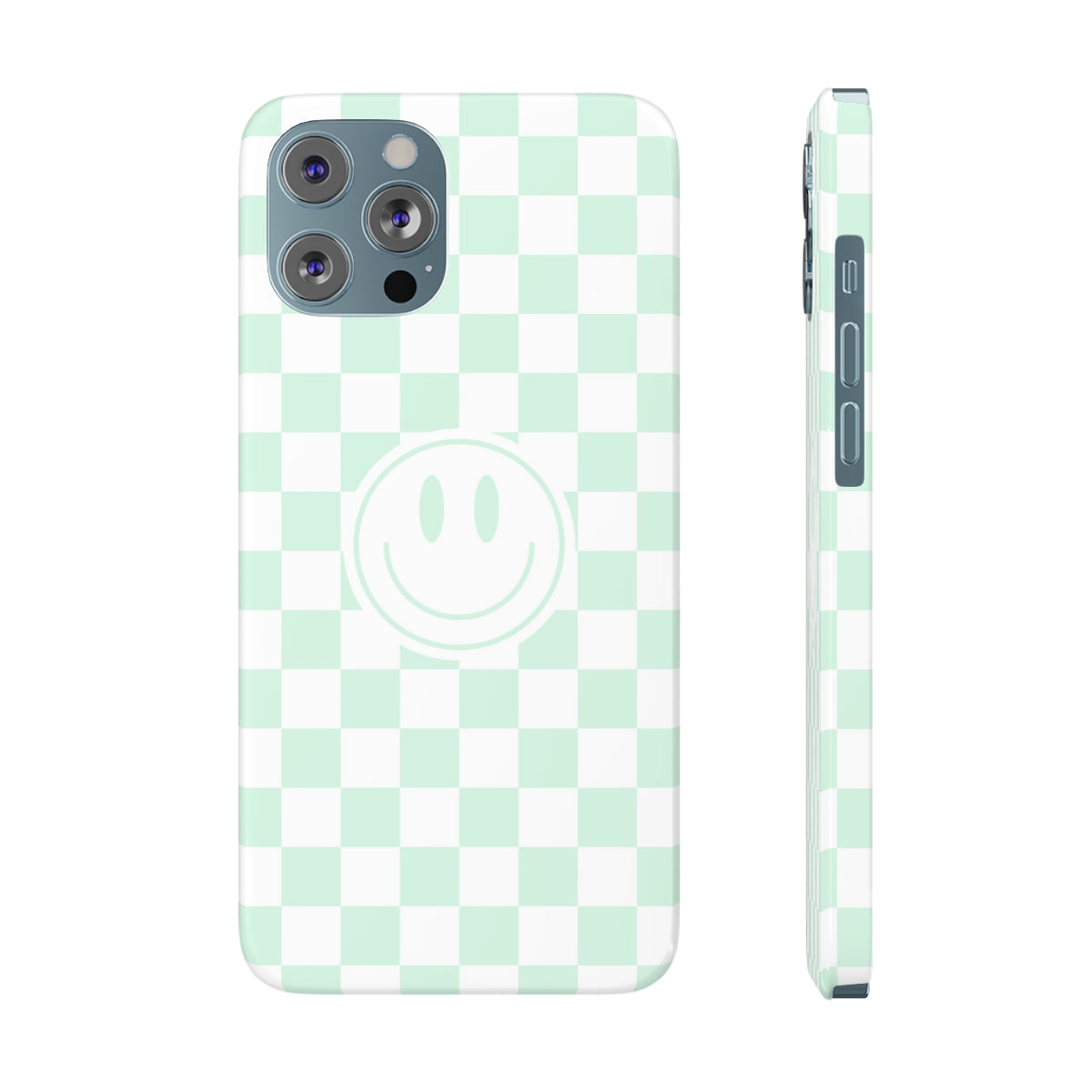Checkered Board Smiley Happy Face / Slim Phone Cases, Case-Mate / Mint Green