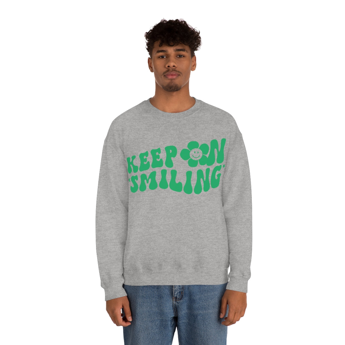 Keep On Smiling Sweatshirt / Unisex Heavy Blend™ Crewneck Sweatshirt / Green