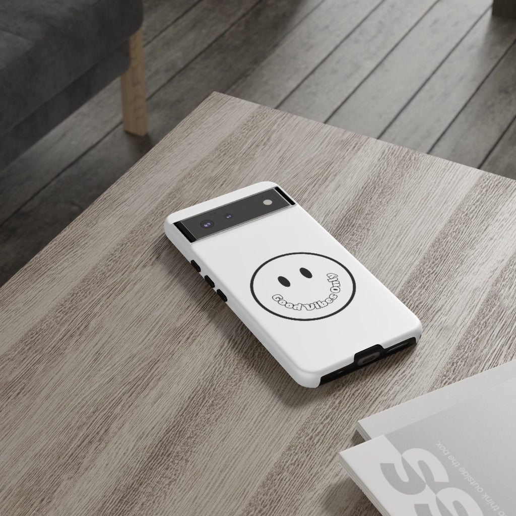 Smiley Happy Face Good Vibes Only Message Printed Phone Case