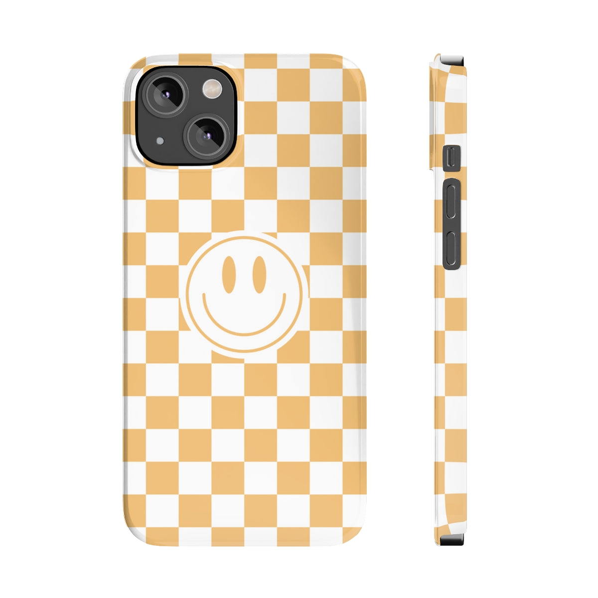 Checkered Board Smiley Happy Face / Slim Phone Cases, Case-Mate / Retro Tan