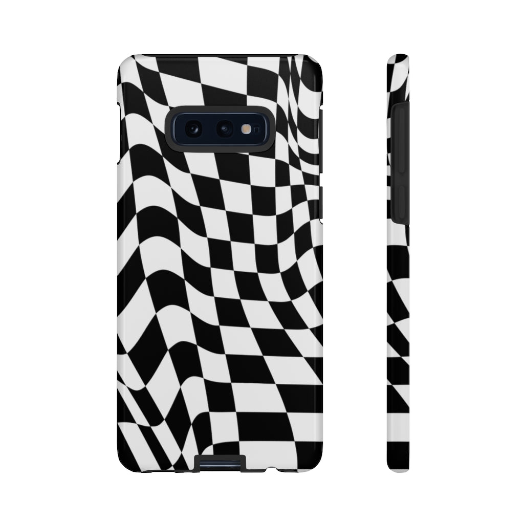 Old School Checkered Retro Groovy Vibe Wavy Checkerboard Phone Case