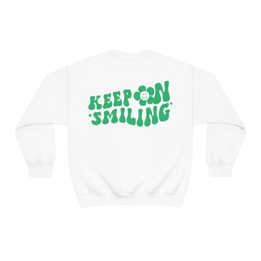 Keep On Smiling Sweatshirt / Unisex Heavy Blend™ Crewneck Sweatshirt / Green Backside