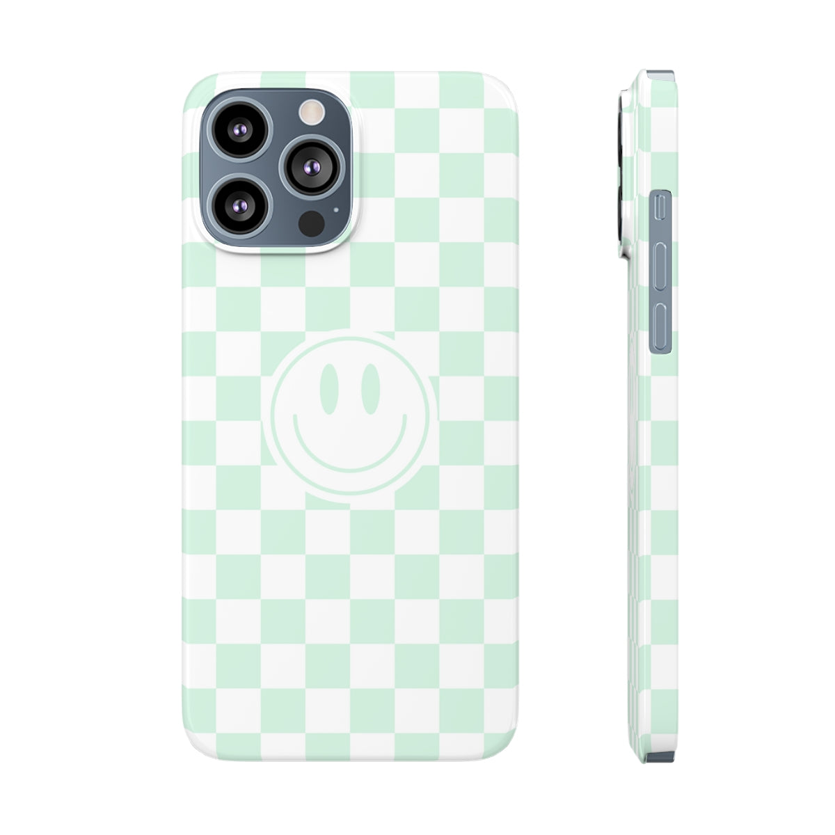 Checkered Board Smiley Happy Face / Slim Phone Cases, Case-Mate / Mint Green