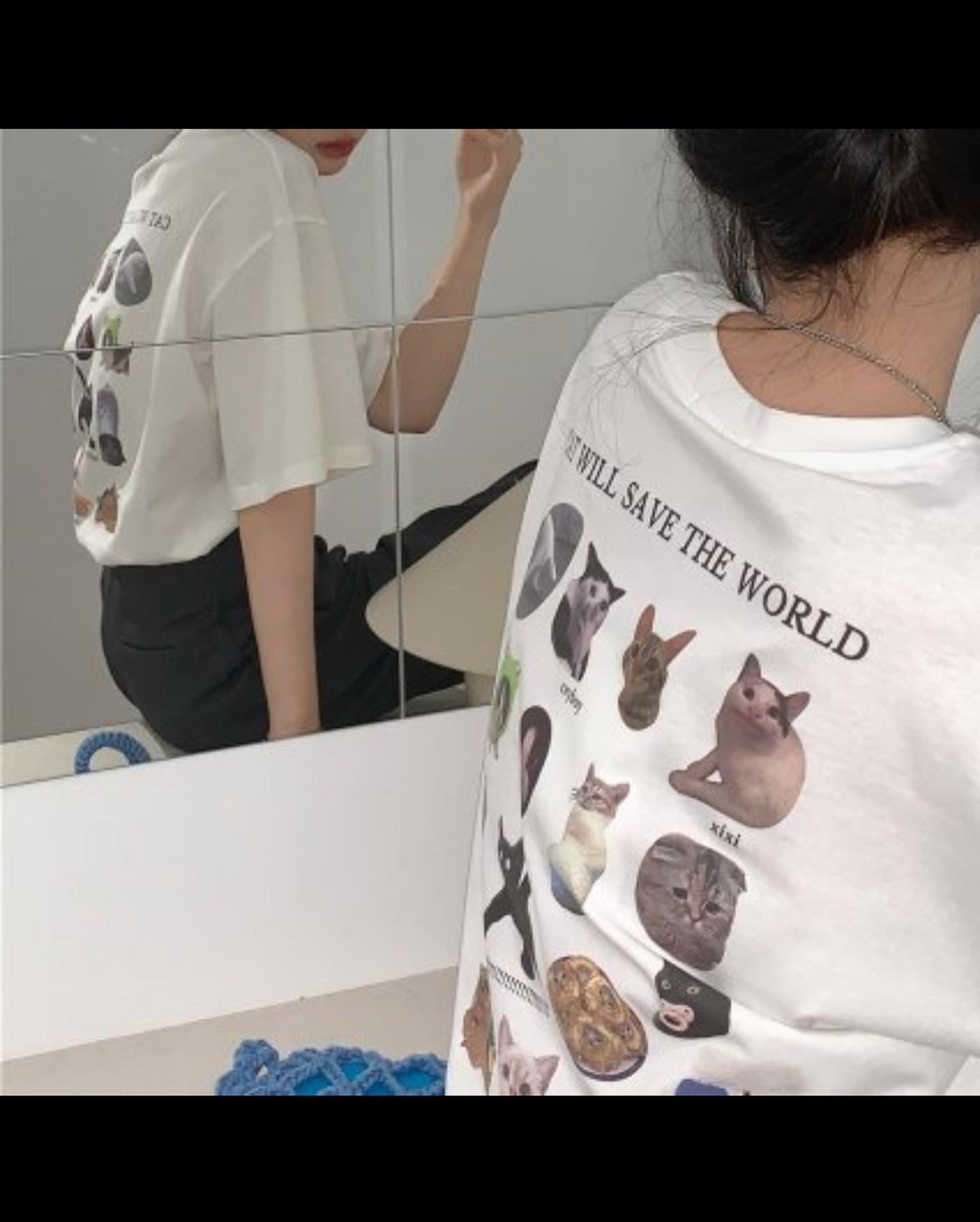 Cat Lover Print Overfit Short sleeve T-shirts