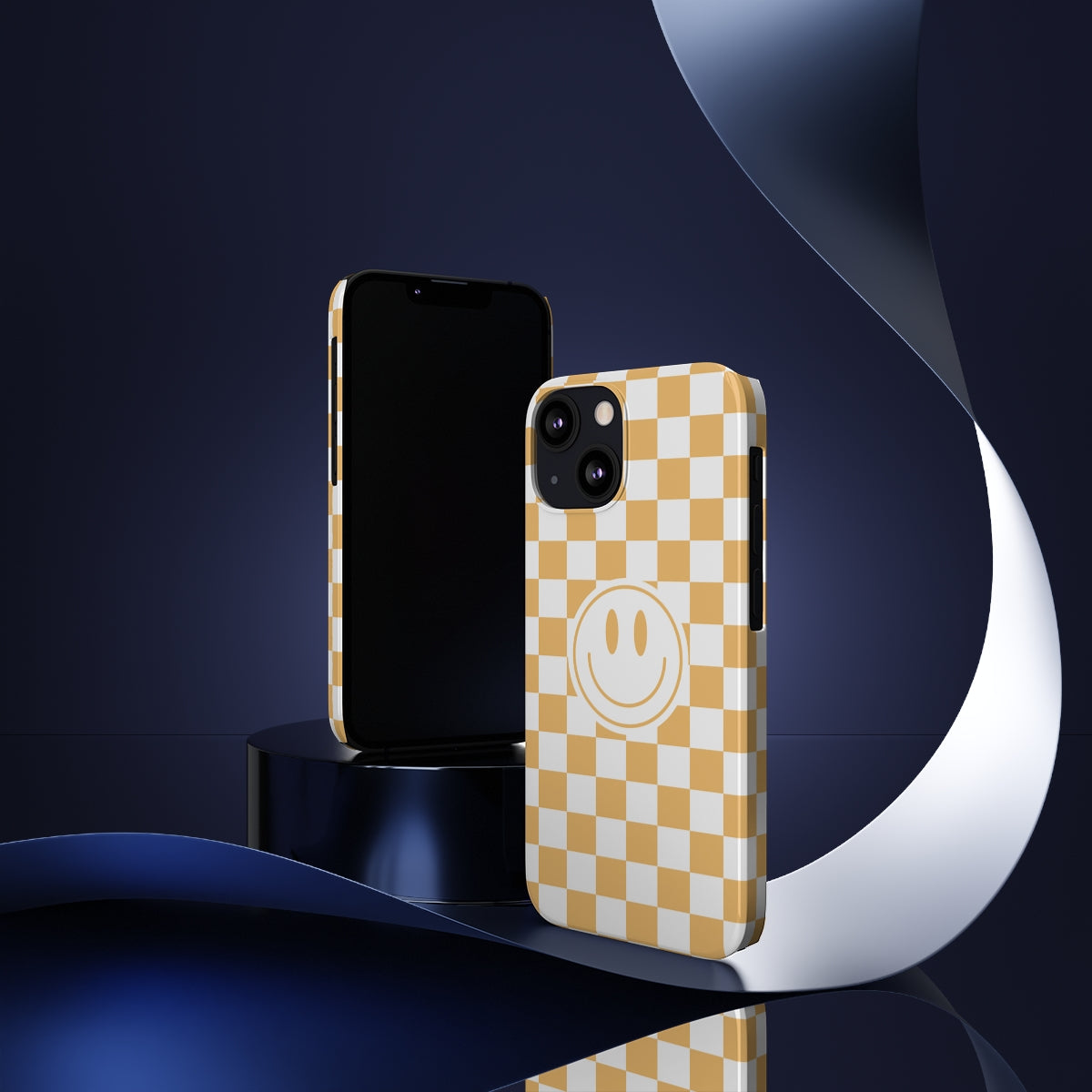 Checkered Board Smiley Happy Face / Slim Phone Cases, Case-Mate / Retro Tan