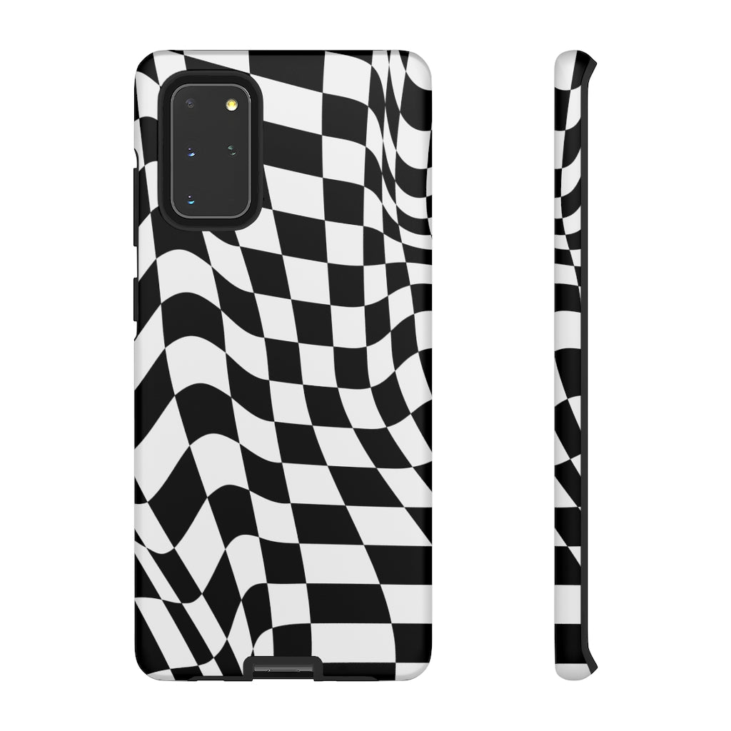 Old School Checkered Retro Groovy Vibe Wavy Checkerboard Phone Case