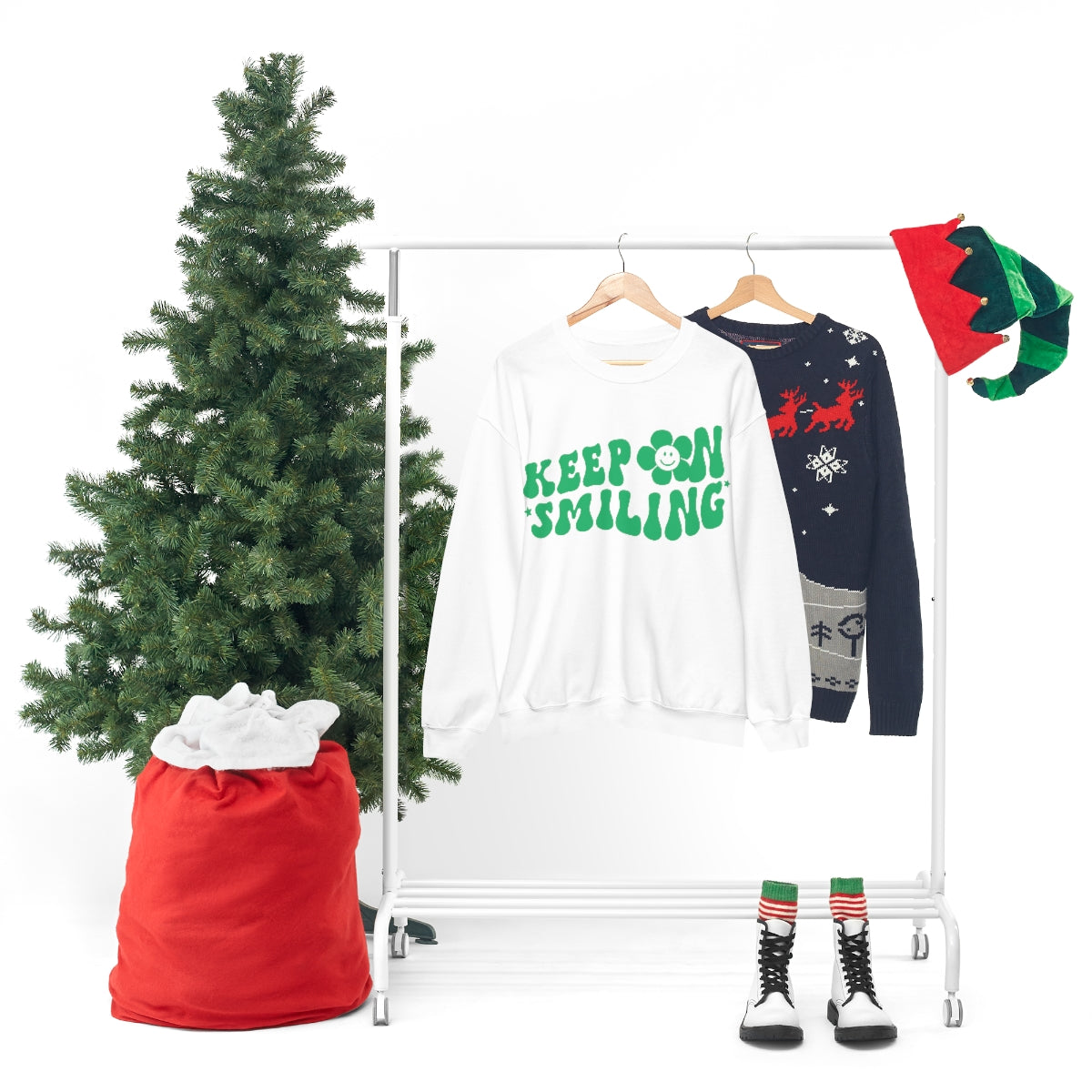 Keep On Smiling Sweatshirt / Unisex Heavy Blend™ Crewneck Sweatshirt / Green