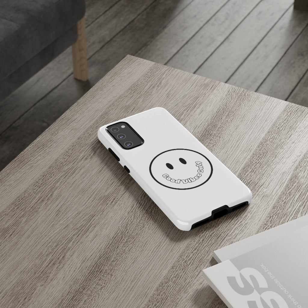Smiley Happy Face Good Vibes Only Message Printed Phone Case