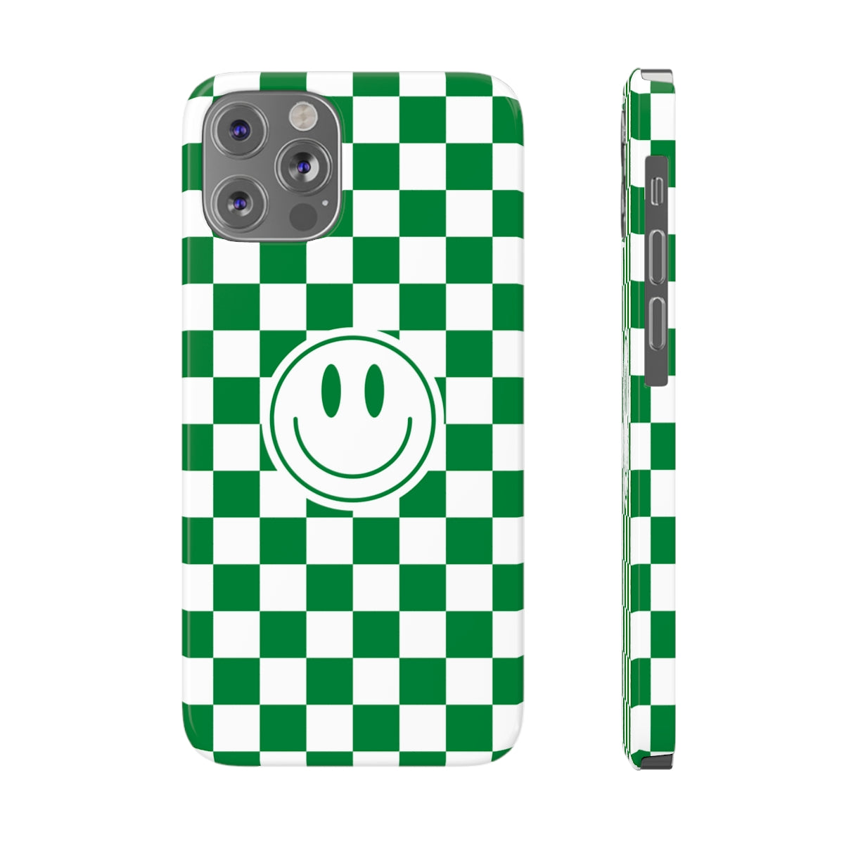 Checkered Board Smiley Happy Face / Slim Phone Cases, Case-Mate / Green