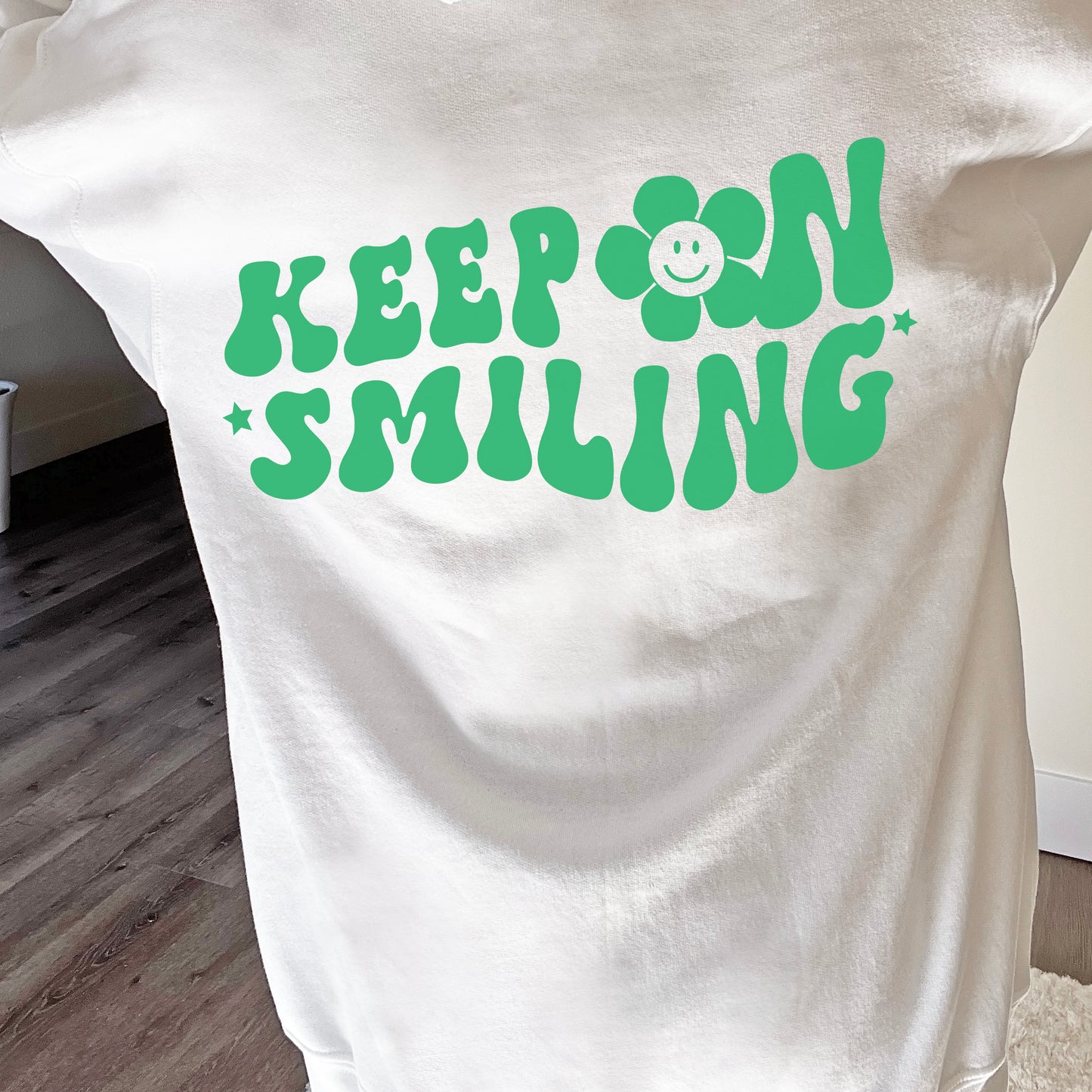 Keep On Smiling Sweatshirt / Unisex Heavy Blend™ Crewneck Sweatshirt / Green Backside