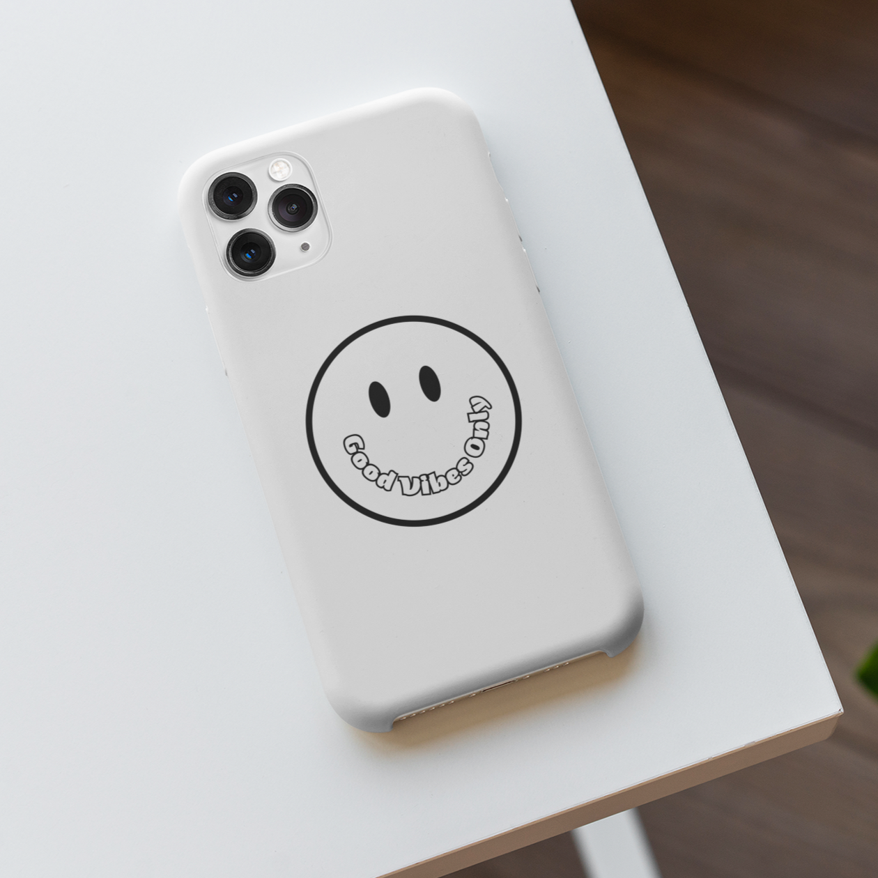 Smiley Happy Face Good Vibes Only Message Printed Phone Case