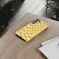 Old School Checkered Retro Groovy Vibe Wavy Checkerboard Phone Case / Yellow