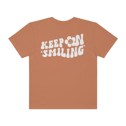 Keep On Smiling / Comfort Colors / Unisex Garment-Dyed T-shirt / White Font
