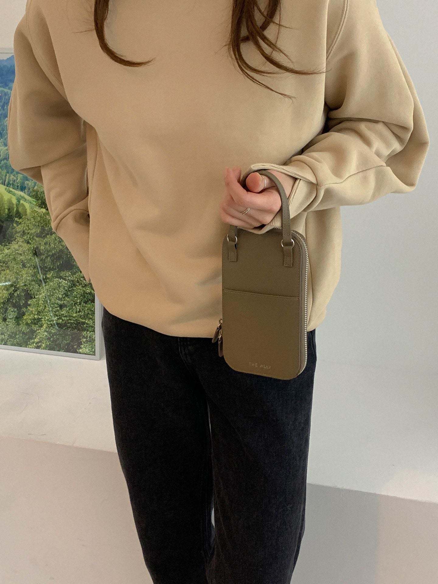 Genuine Leather Cross Cellphone Mini Wallet Bag