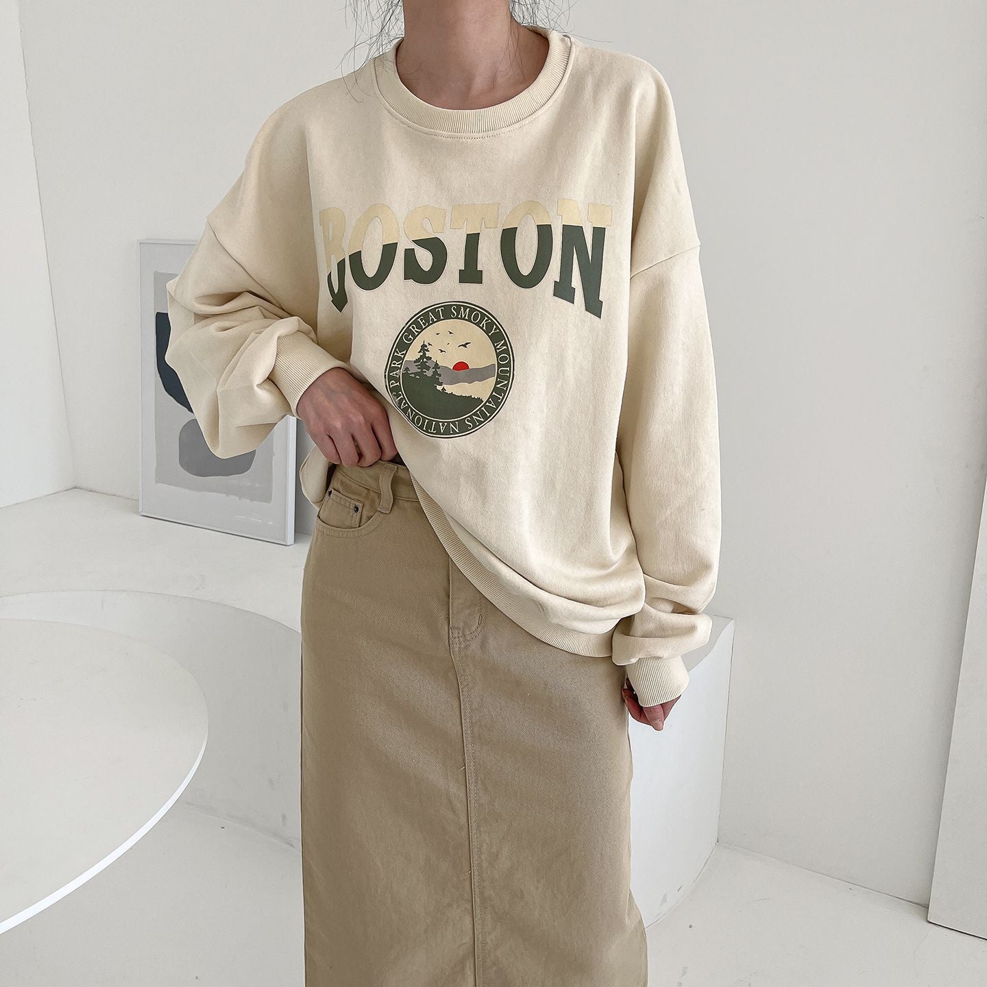 Boston Print Comfy Sweatshirts