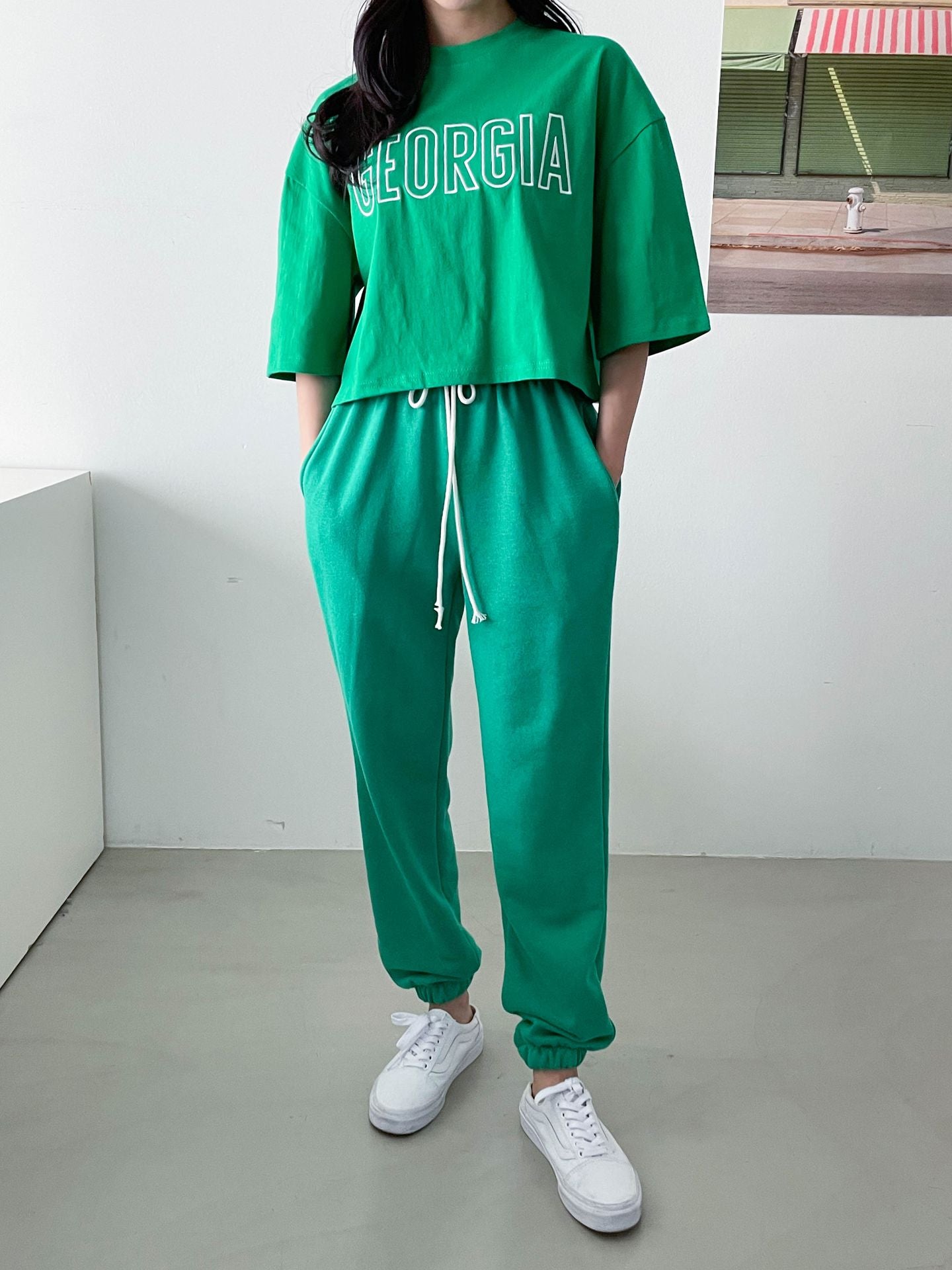 2Set Crop Top T-shirts with Track Pants