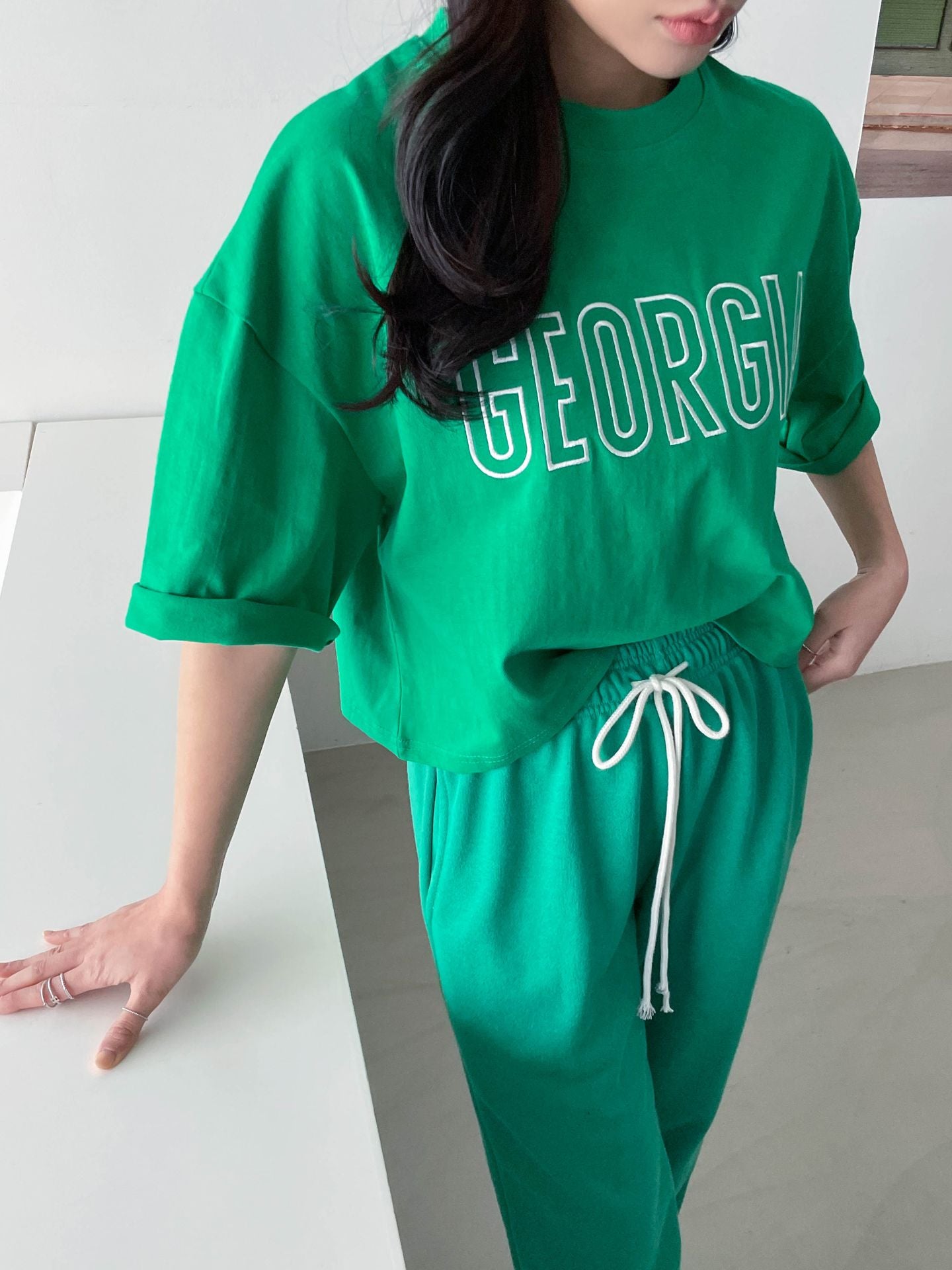 2Set Crop Top T-shirts with Track Pants
