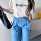 Bonjour Print Short sleeve Cotton T-shirts