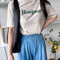 Bonjour Print Short sleeve Cotton T-shirts