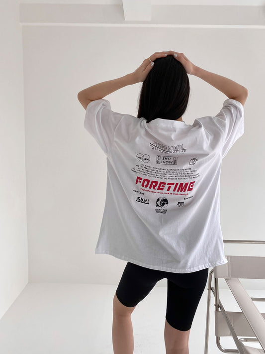 Foretime Print Overfit Short sleeve T-shirts