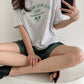 Tennis Club Print T-shirts Short Sleeve