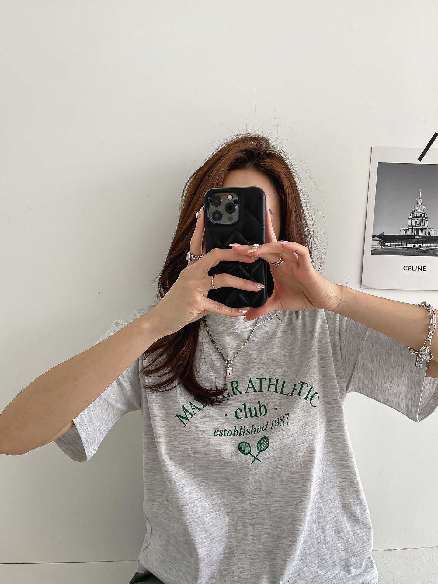 Tennis Club Print T-shirts Short Sleeve