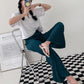High Waist Flared Pleated Pants