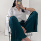 High Waist Flared Pleated Pants