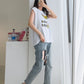 Banana Print Sleeveless Top Cotton T-shirts
