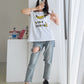 Banana Print Sleeveless Top Cotton T-shirts