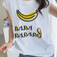 Banana Print Sleeveless Top Cotton T-shirts