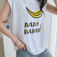 Banana Print Sleeveless Top Cotton T-shirts